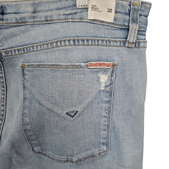 Hudson Womens 32 Jeans Riley Crop Relaxed Straight Distressed Denim Button Fly - Picture 8 of 13